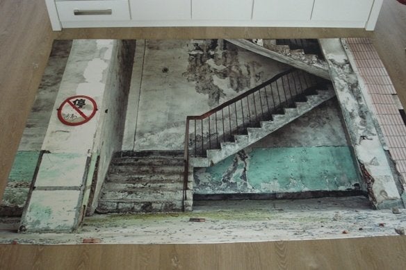 Nieuw wandkleed urban cotton concrete stairs 190 x 145 cm, Ophalen of Verzenden, Nieuw, Textiel, Wandkleed