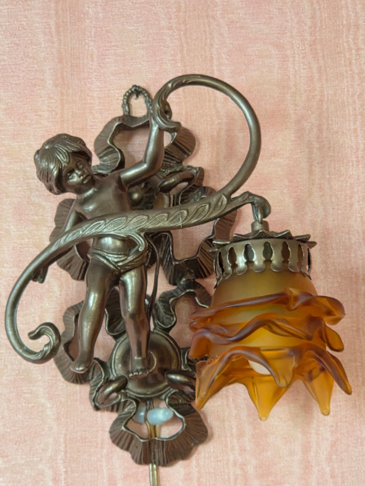 Set van 2 zware vintage Barok wandlampen met engelen, Antiek en Kunst, Ophalen of Verzenden