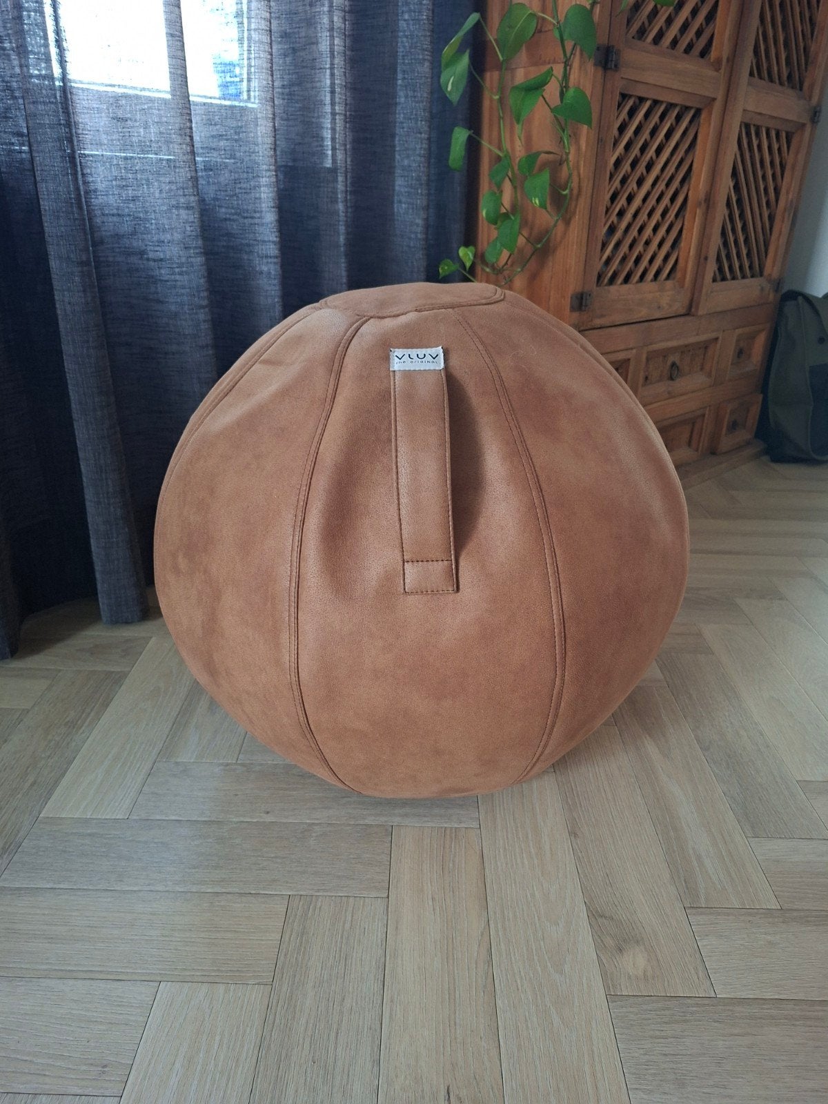 Vluv zitbal /cognac, Huis en Inrichting, Zitzakken, Ophalen, Zo goed als nieuw, Bruin, Overige typen