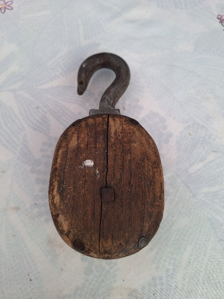 Antieke houten katrol, Ophalen of Verzenden
