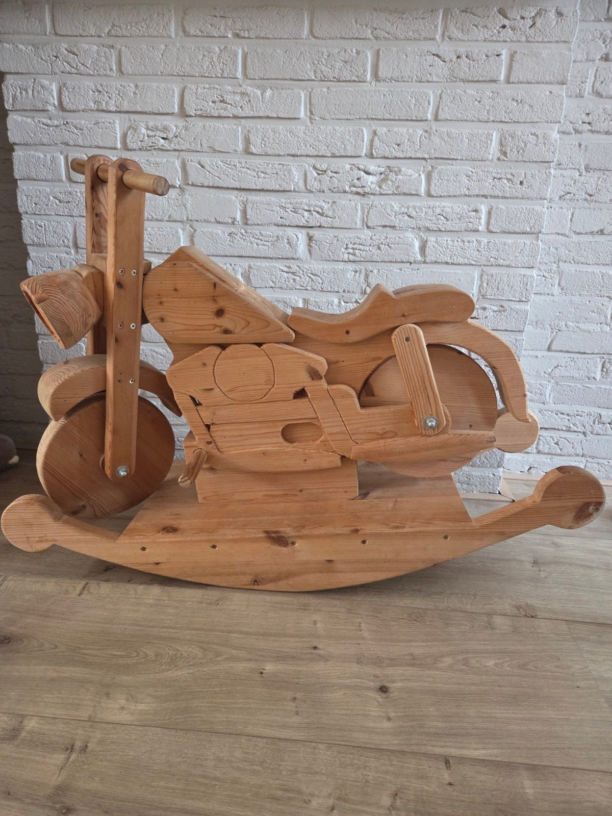 Houten Schommelmotor - Uniek Handgemaakt Speelgoed, Ophalen of Verzenden, Zo goed als nieuw, Rij- of Hobbelspeelgoed