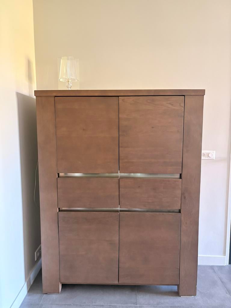 Houten servieskast met lades, Ophalen, Gebruikt, Met deur(en), Minder dan 150 cm