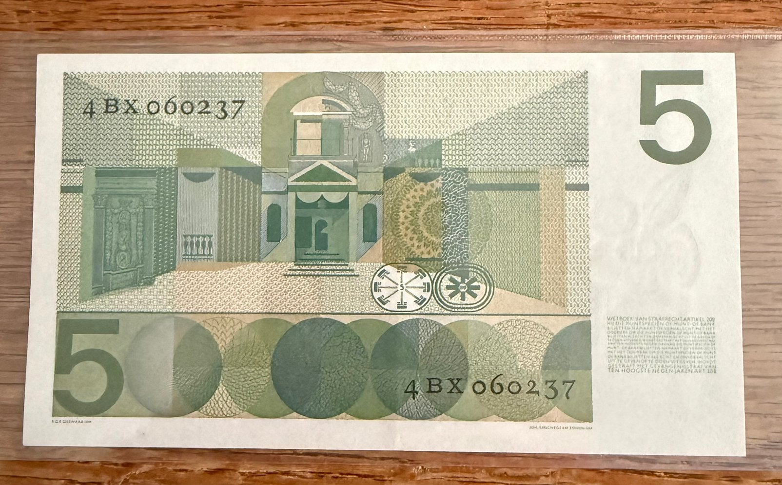 5 g Vondel 1966, aUNC, 4BX060237, Postzegels en Munten, Bankbiljetten | Nederland, Ophalen of Verzenden, 5 gulden, Los biljet