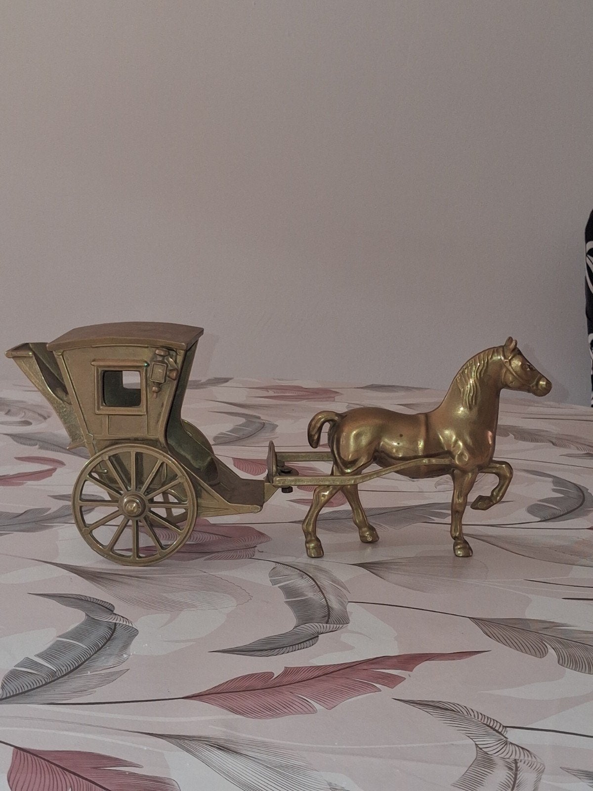 Antieke Messing Koets met Paard - Decoratief Beeldje, Ophalen of Verzenden