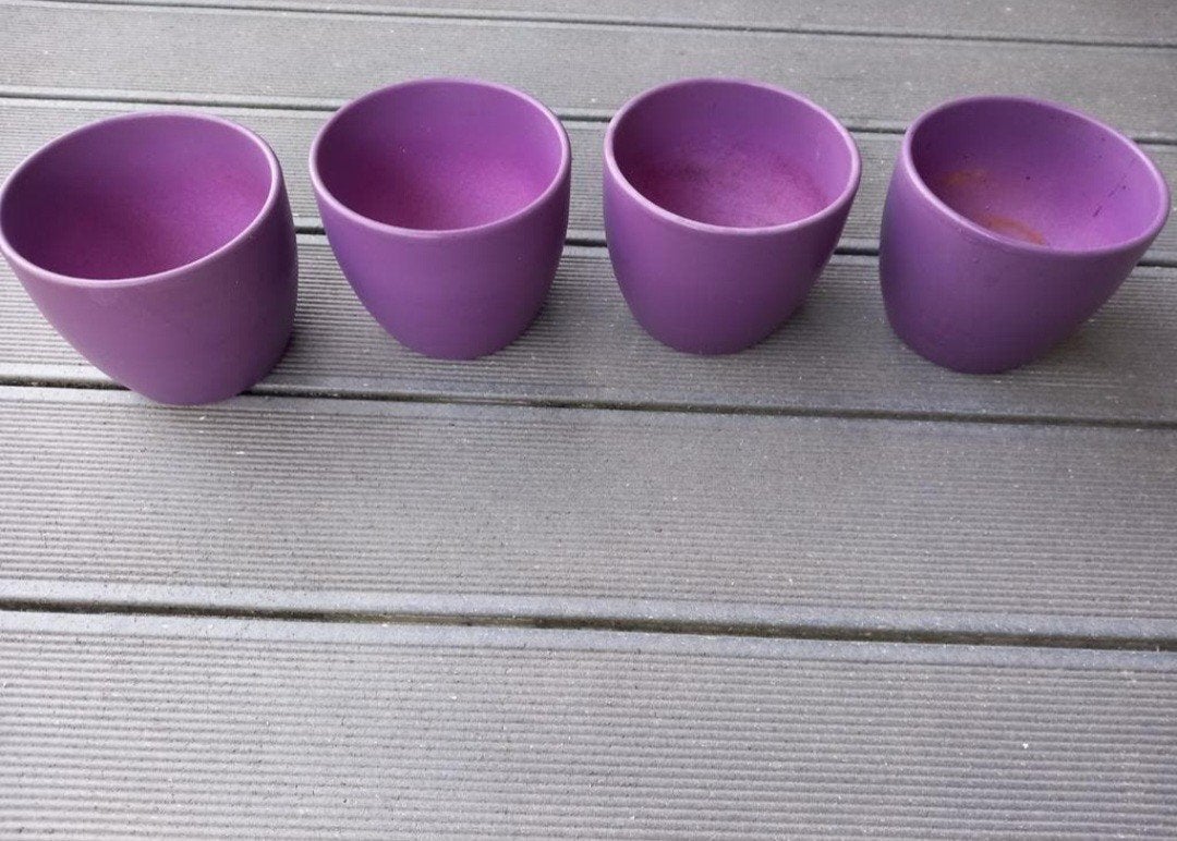 4 nog nieuwe bloemenpotten kleur paars 15cm > in geldrop, Tuin en Terras, Ophalen, Rond, Nieuw, Aardewerk