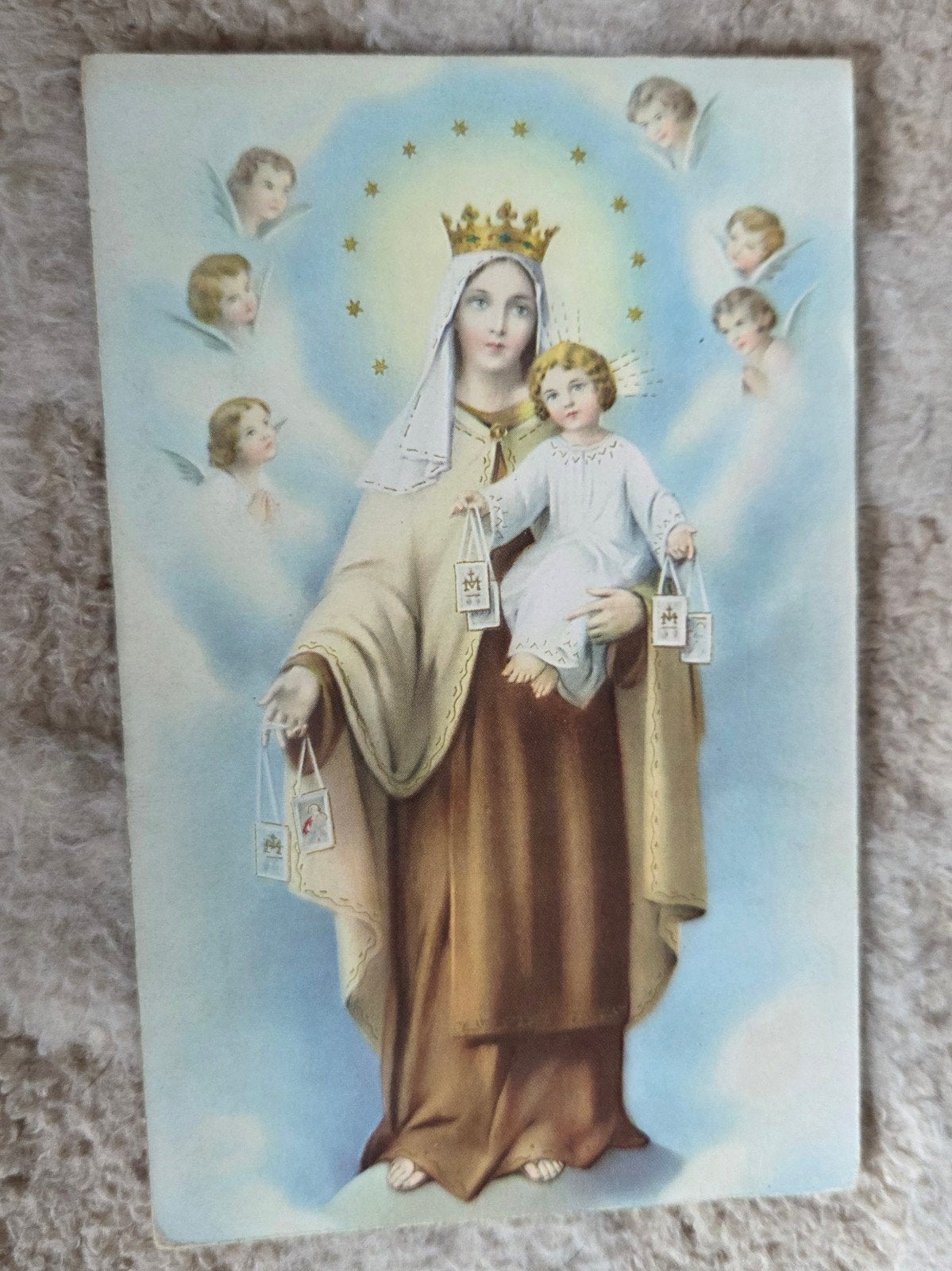 Oude bidprentje/ansichtkaart Maria met Kind, Italië, Verzenden, Voor 1920, Gelopen, Overige thema's