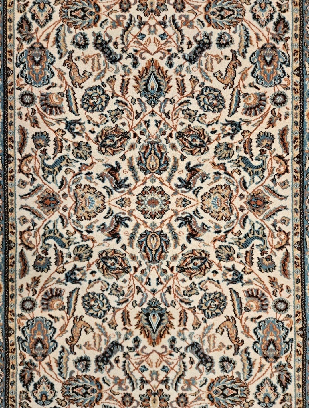 Vintage oosters wol Persia vloerkleed floral blue 83x157cm, Klassiek, Oosters, Traditioneel, Crème, Www.hypepopup.nl, Zo goed als nieuw