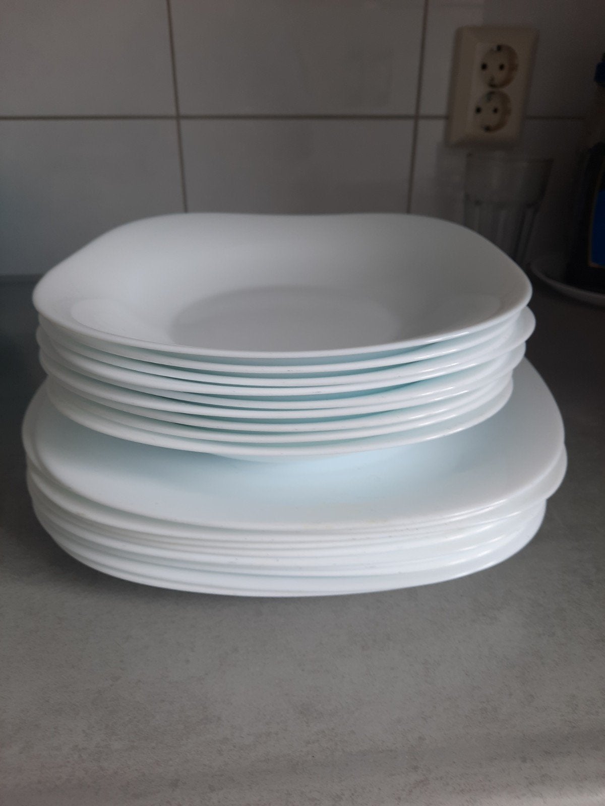 Witte vierkante borden en diepe borden - 12 stuks, Ophalen
