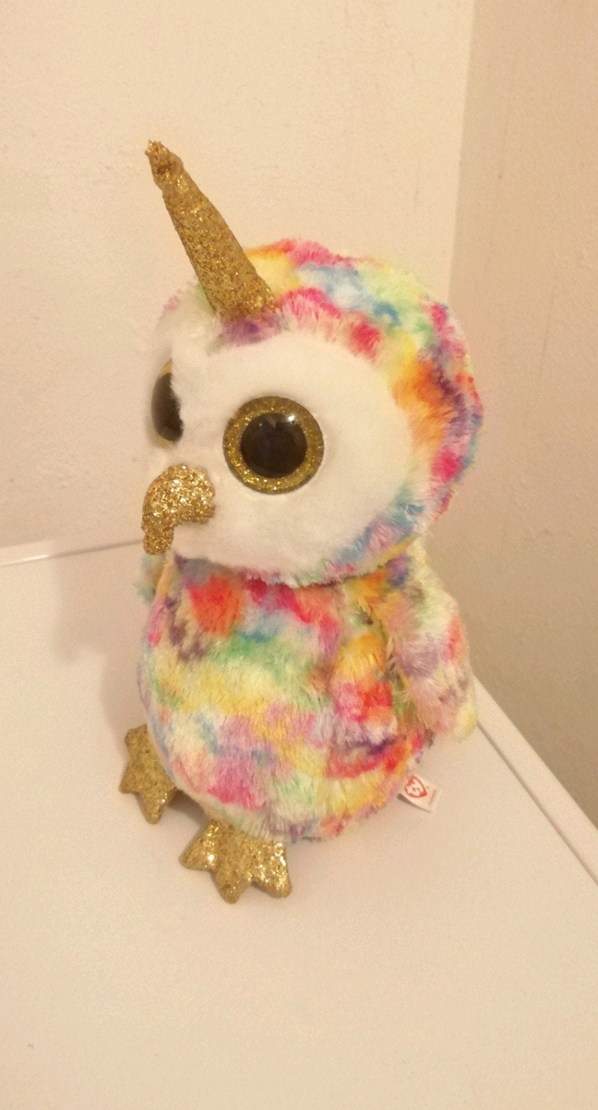 Ty Beanie Boo Uil Eenhoorn Regenboog Knuffel 24cm, Ophalen of Verzenden