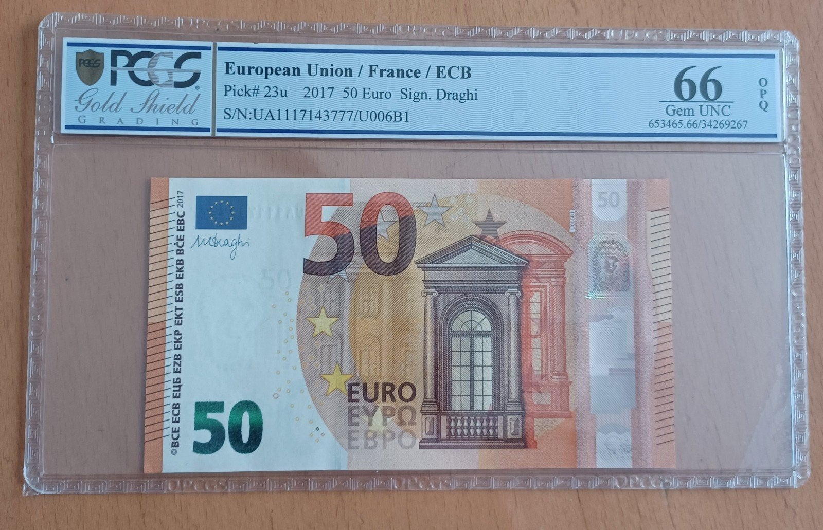 50 Euro biljet 2017/Frankrijk, gesigneerd Draghi, Gem UNC 66, Postzegels en Munten, Ophalen of Verzenden, Overige landen, 50 euro