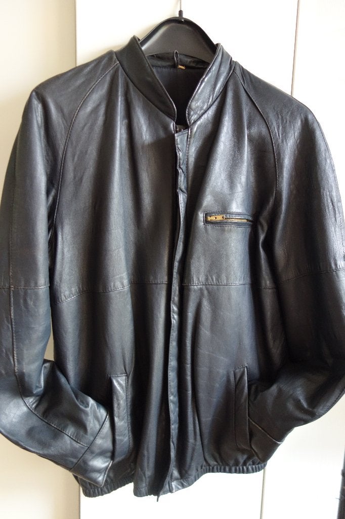 Te koop: Vintage leren (heren)jack, Ophalen of Verzenden, Gedragen, Maat 52/54 (L), Zwart