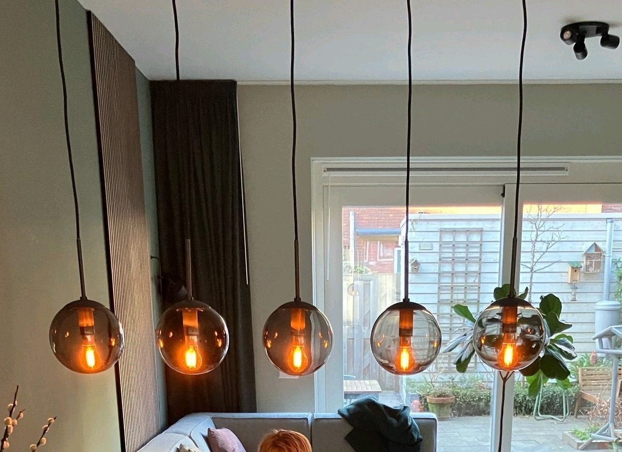 lamp met glazen ballen (let op, 1 glazen bal mist), Ophalen, Gebruikt
