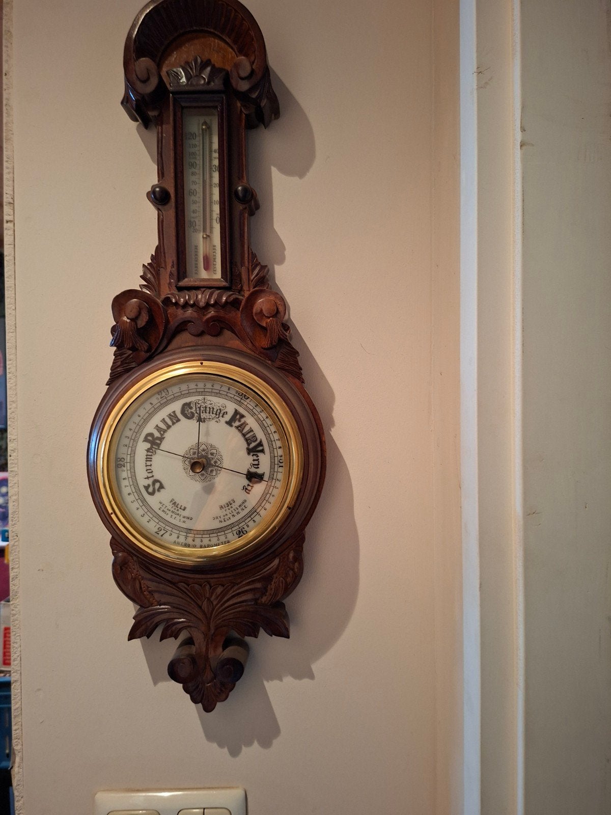 Antieke Barometer met Thermometer - Victoriaanse Stijl, Ophalen