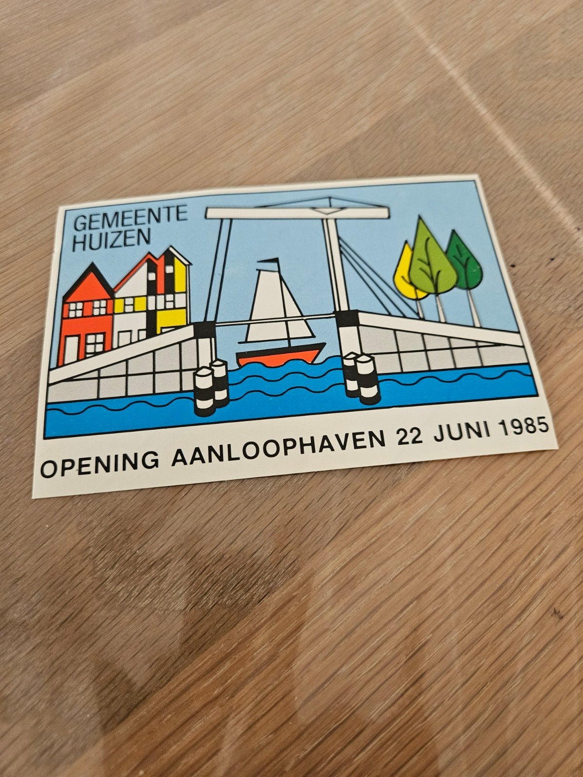 Opening Aanloophaven 1985 Gemeente Huizen sticker, Ophalen of Verzenden
