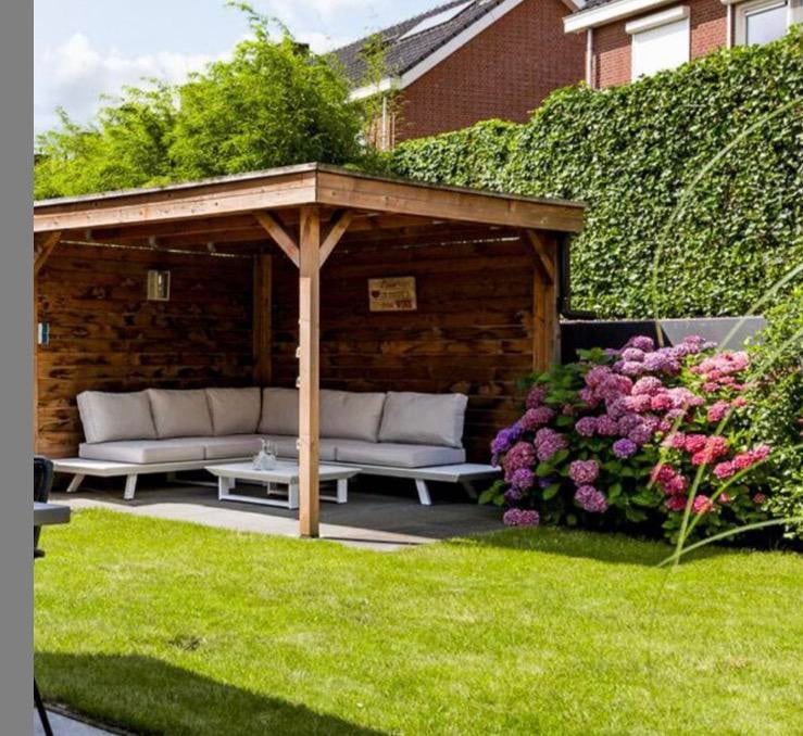 Vrijstaande houten overkapping, Ophalen, Zo goed als nieuw