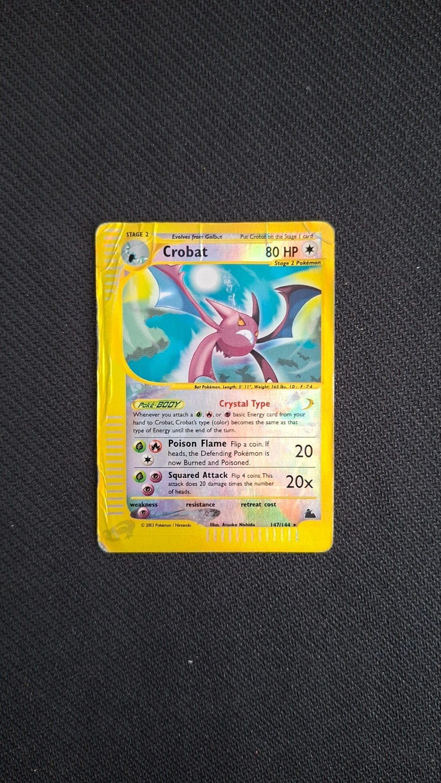 Crobat skyridge reverse holo 147/144 Crystal Type, Ophalen of Verzenden, Gebruikt, Losse kaart