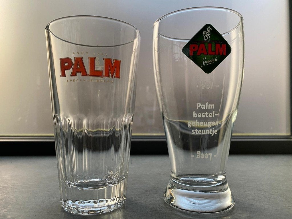 2 (oude) Palm bierglazen, Ophalen of Verzenden, Nieuw, Glas of Glazen, Palm