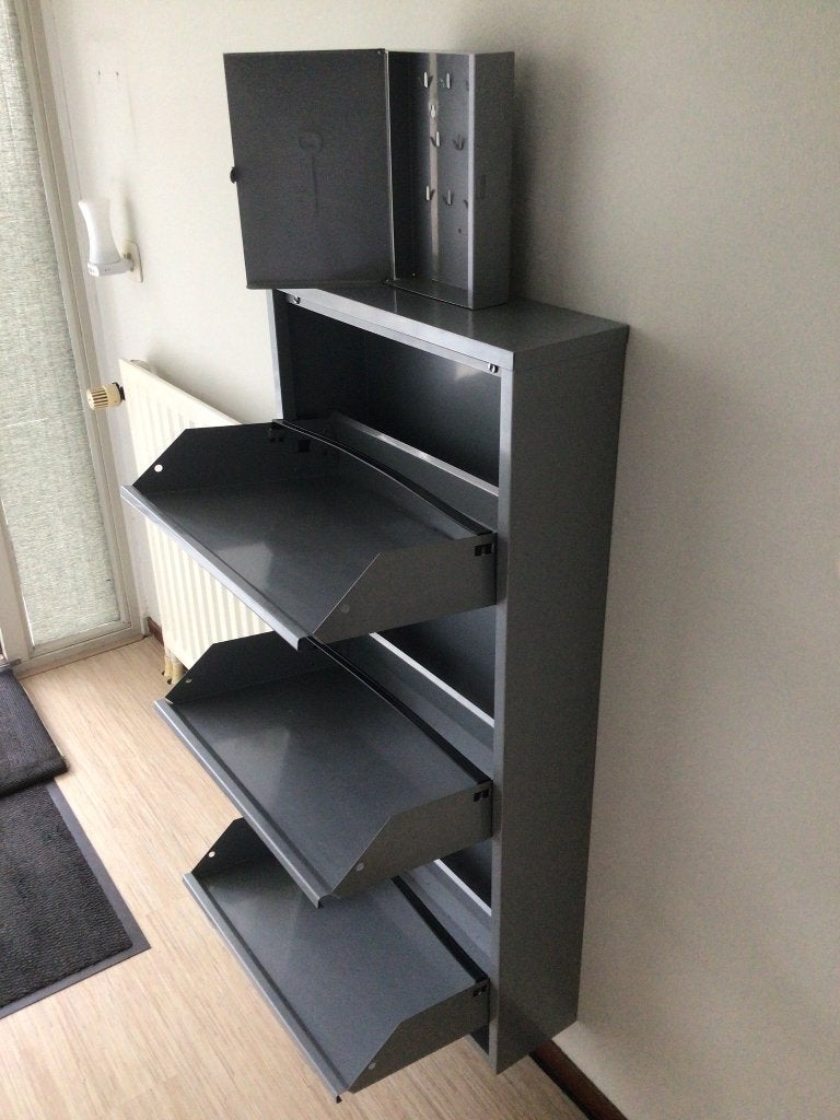 Schoenenkast 3 laags metaal met sleutelkastje metaal., Ophalen, Gebruikt, Modern