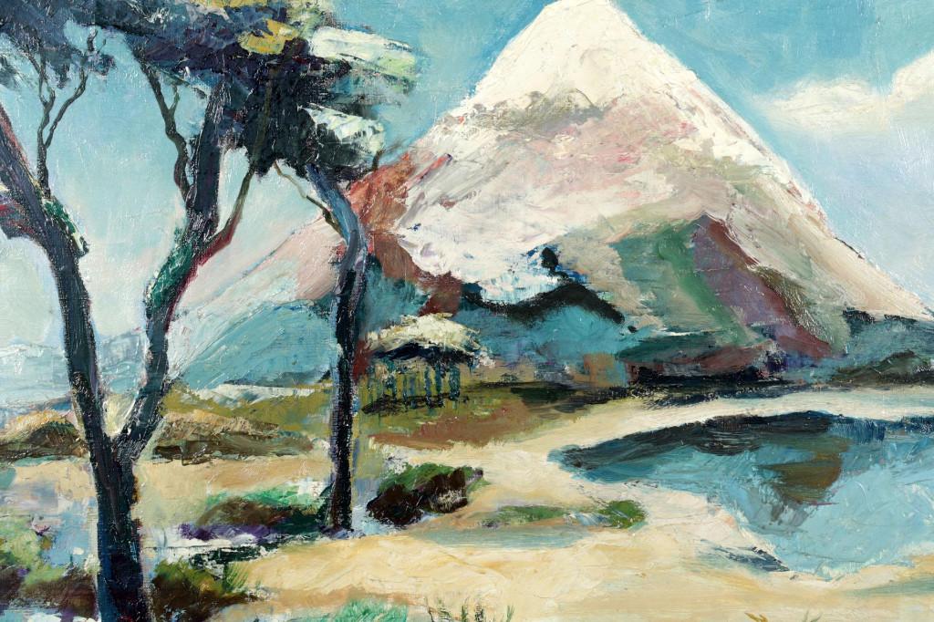 Jan Montyn(1924) Olie Doek "Mount Fujiyama berg Japan", Ophalen of Verzenden