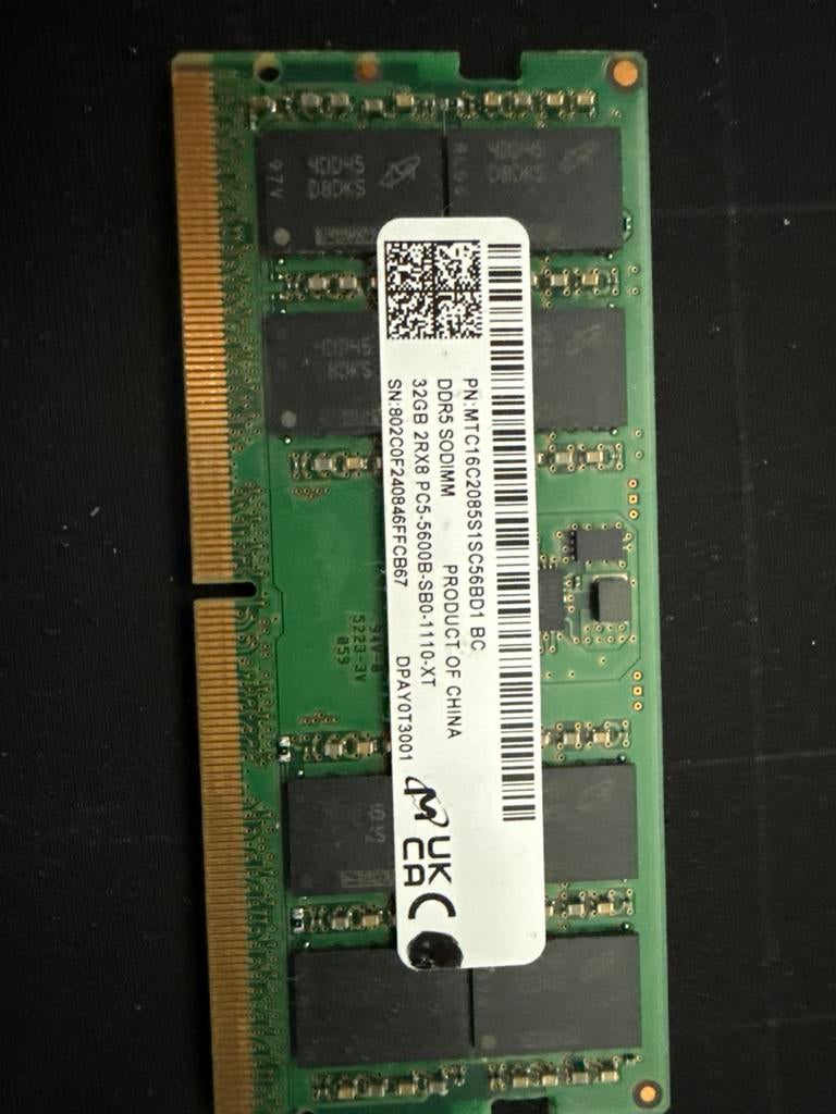 Micron 2x 32GB 64GB DDR5 5600MHz SODIMM RAM Kit, Computers en Software, RAM geheugen, Nieuw, Laptop, 64 GB, DDR5, Ophalen of Verzenden