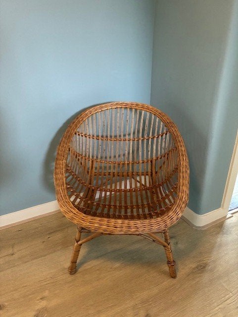 Vintage rotan stoel, Ophalen, Gebruikt, Bruin, Riet of Rotan