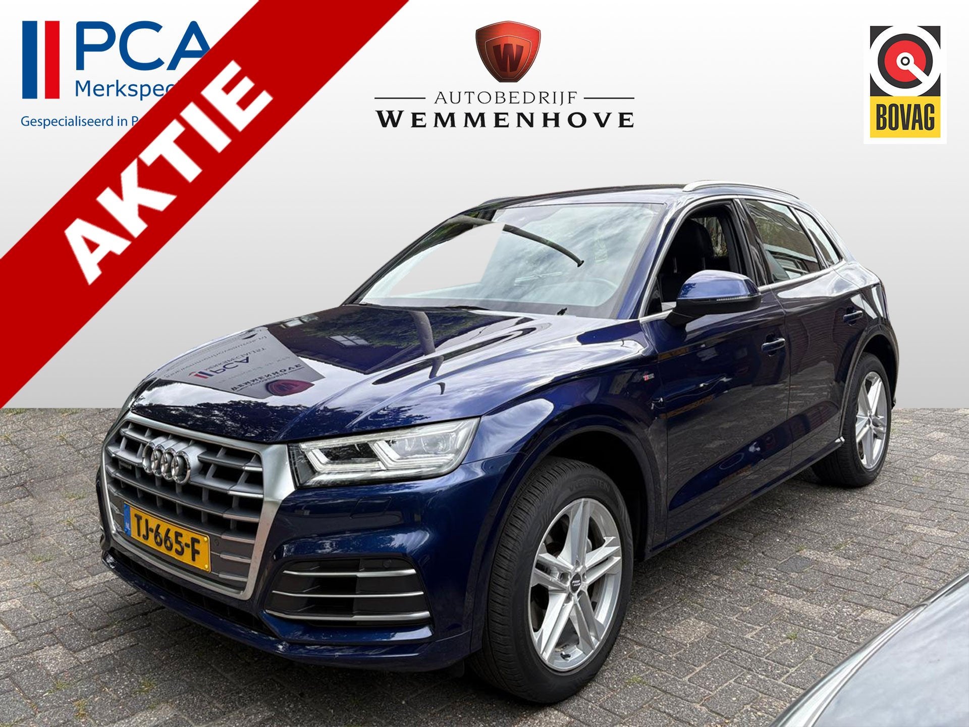 Audi Q5 2.0 TFSI quattro Sport S Line Edition (bj 2018), Auto's, Automaat, Gebruikt, 4 cilinders, Blauw