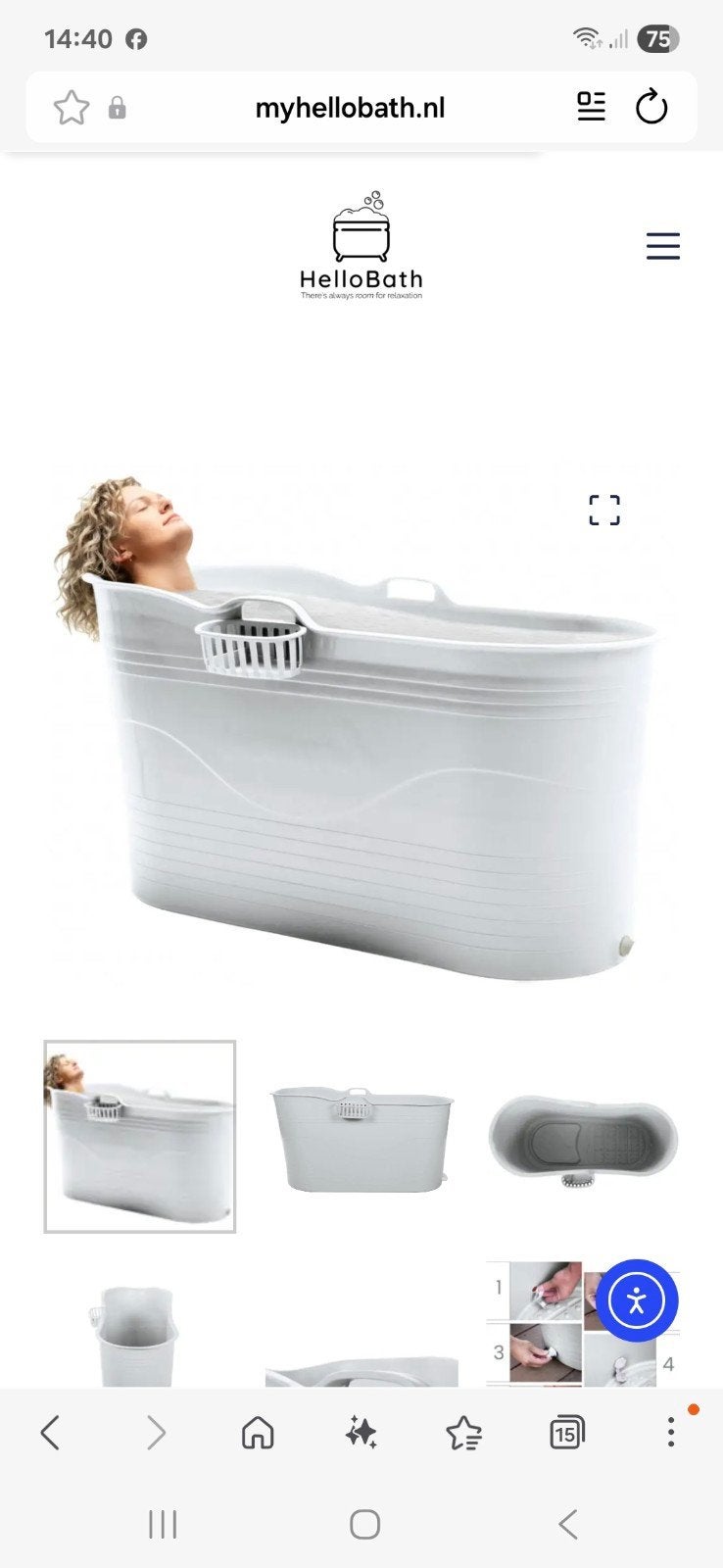 HelloBath Draagbaar Bad - Compact en Comfortabel, Huis en Inrichting, Ophalen, Zo goed als nieuw, Met bad
