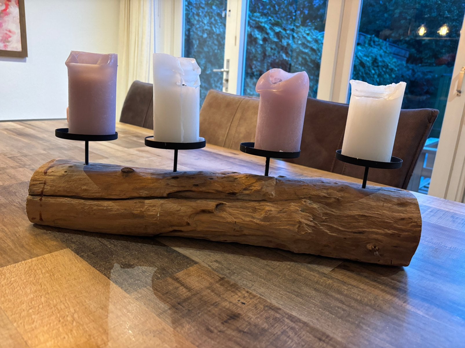 Kaarsenstandaard boomstam hout, Ophalen, Zwart, Hout