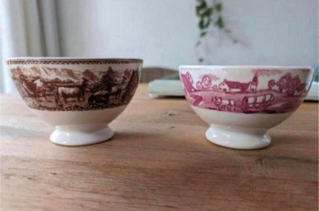 2 oude schaaltjes (eentje is van Alpes B.F. made in Belgium), Antiek en Kunst, Ophalen of Verzenden