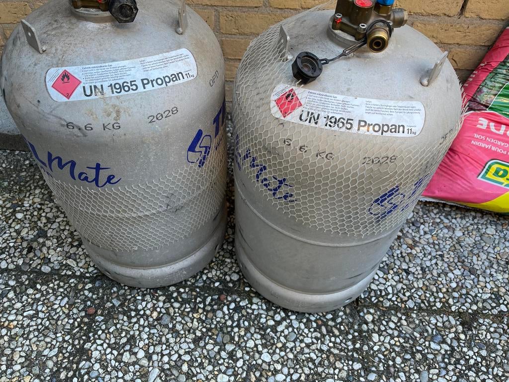 2x lpg gasflessen 11kg, Caravans en Kamperen, Ophalen of Verzenden, Gebruikt