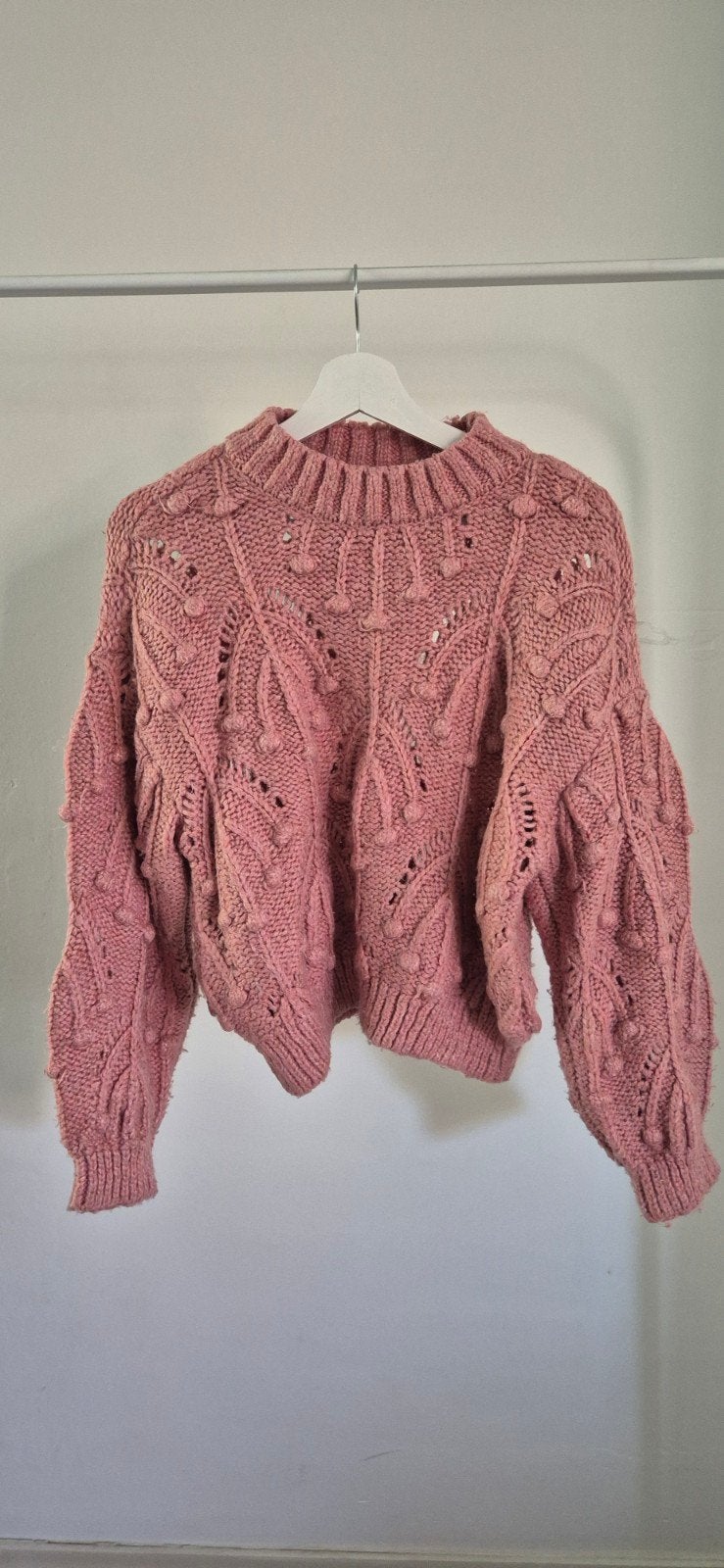 Roze gebreide trui met patroon, Maat 38/40 (M), Verzenden, Onbekend, Roze