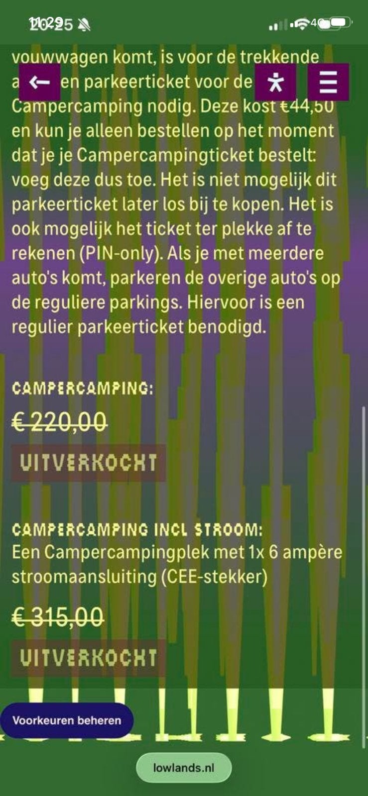 Lowlands campercampingticket met stroom (2026), Tickets en Kaartjes, Eén persoon