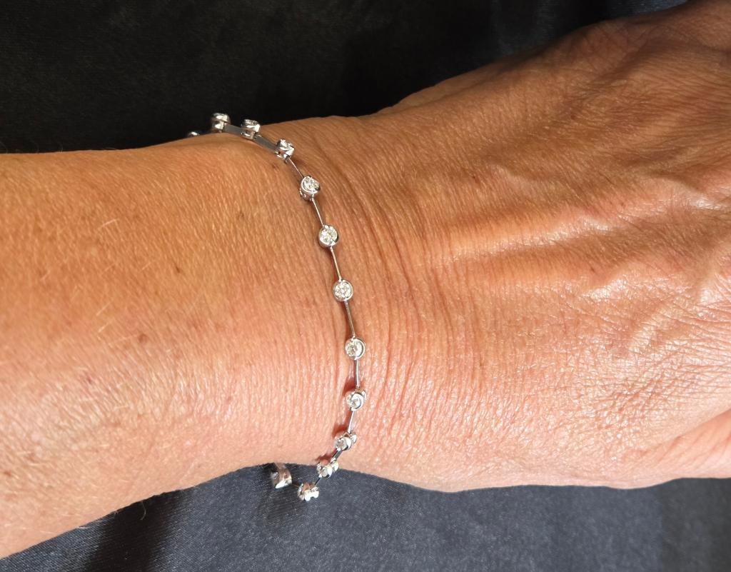 Wit gouden vintage armband met diamant ca: 0.50 ct. 2026/297, Sieraden, Tassen en Uiterlijk, Armbanden, Zo goed als nieuw, Goud