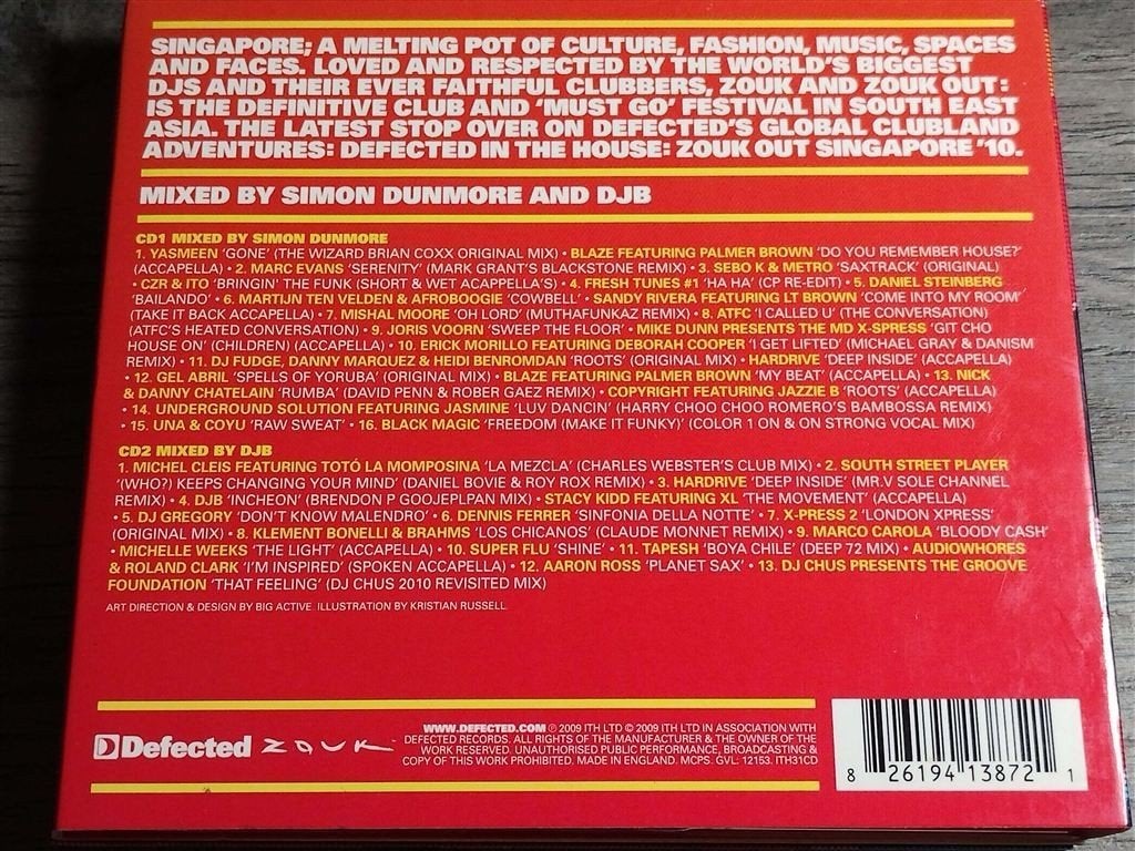 Defected In The House - Zouk Out Singapore \'10 [2CD], Cd's en Dvd's, Ophalen of Verzenden, Zo goed als nieuw, Disco