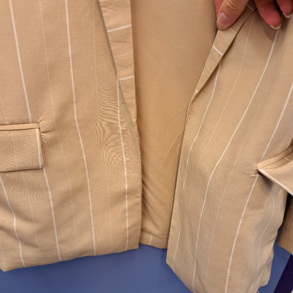 Yaya nieuwe blazer met kaartje beige gestreept mt 36 S 49437, ., Beige, Nieuw, Ophalen of Verzenden