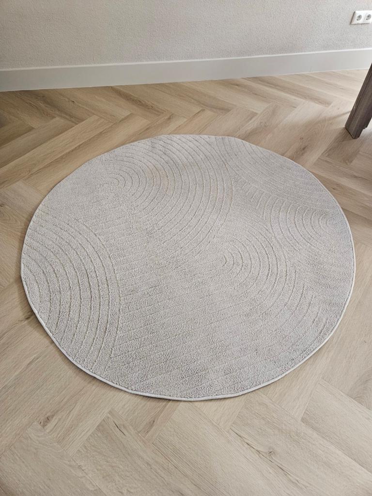Beige Japandi/Scandinavisch Rond Vloerkleed Tapeso, Ophalen, Beige, Rond, Zo goed als nieuw