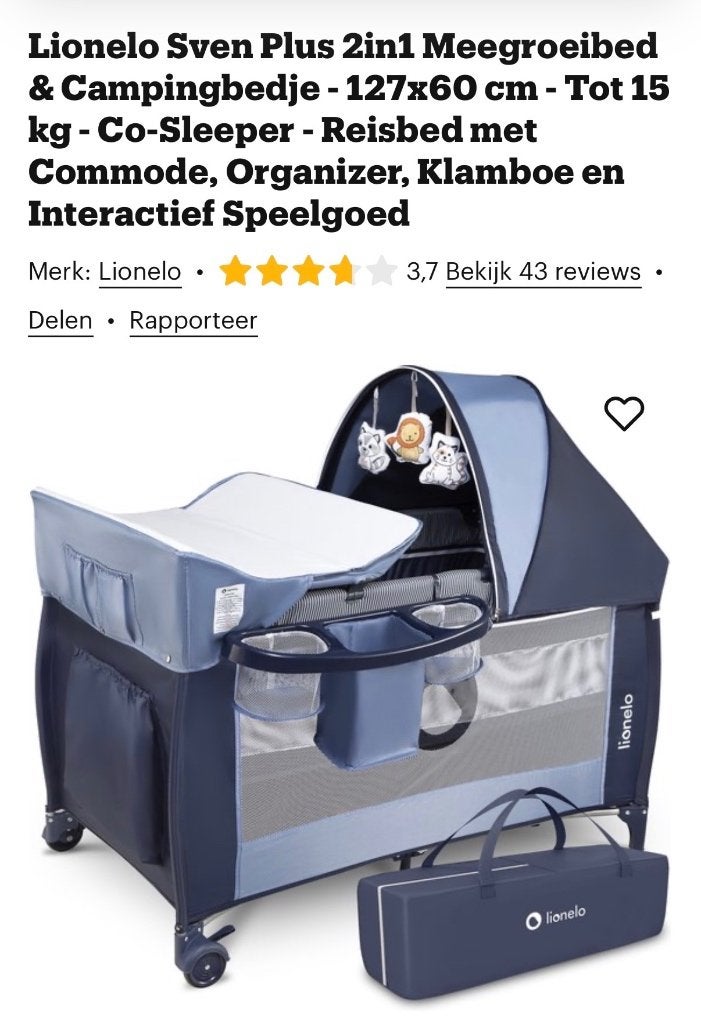 Baby campingbed blauw, Ophalen, Zo goed als nieuw, Reisbedje