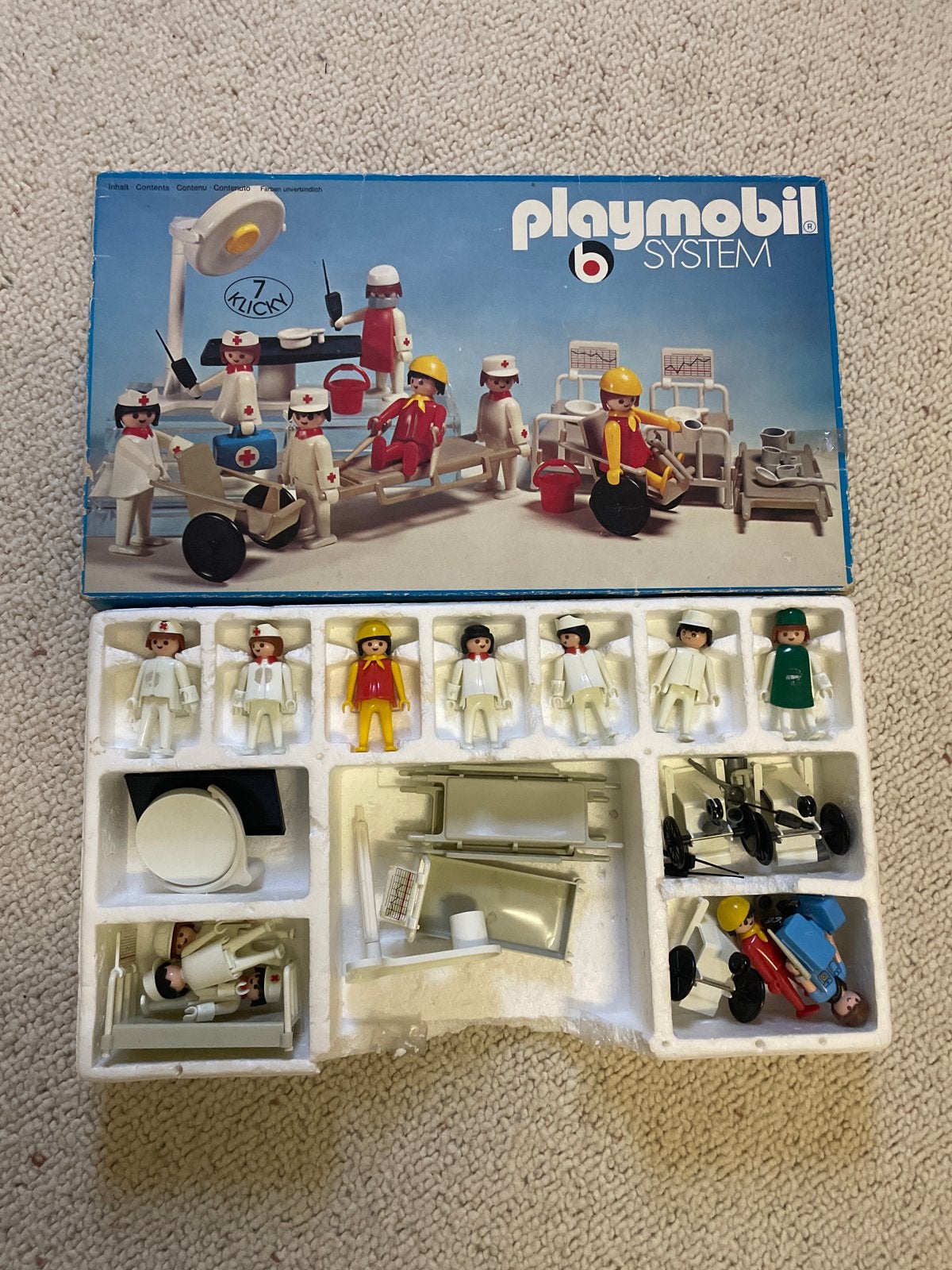 Playmobil System Vintage Ziekenhuis Set (7 Klicky Figuren), Gebruikt, Complete set, Overige typen, Historisch