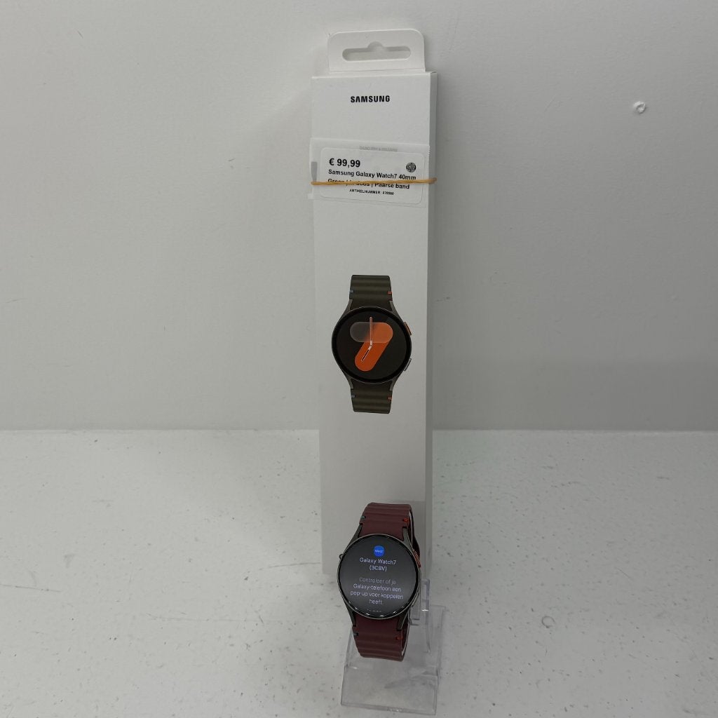 Samsung Galaxy Watch7 40mm Groen | In doos | Paarse band, Dordrecht@usedproducts.nl, Toulonselaan 72, Ophalen of Verzenden, Zo goed als nieuw