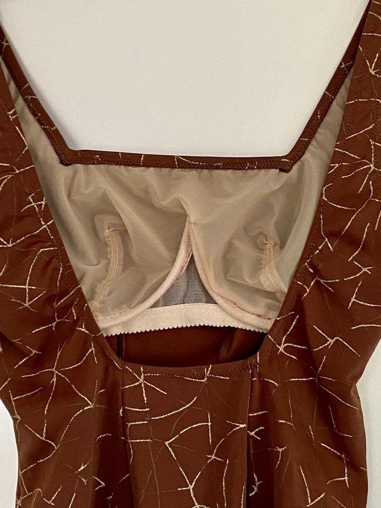J167 Fantasie beugel-badpak maat 75 D bruin/goud, Kleding | Dames, Bruin, Fantasie, Badpak, Ophalen of Verzenden