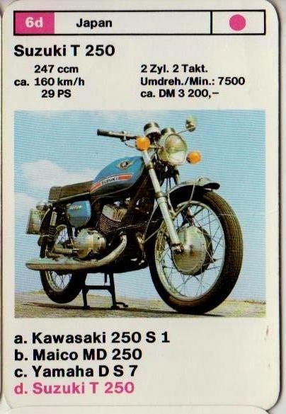 Kwx38 -- motorkaartje 6D Suzuki T 250, Verzamelen, Ophalen of Verzenden, Zo goed als nieuw, Motoren