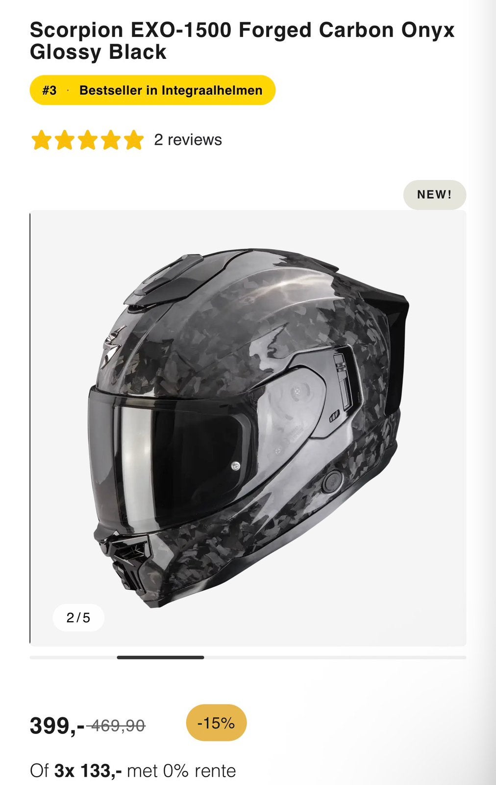 Scorpion onyx carbon air solid, Motoren, Ophalen of Verzenden, Nieuw met kaartje, Integraalhelm, Overige merken