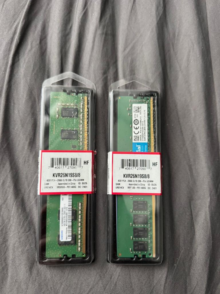 2x 4GB DDR4 2666mhz ram geheugen, DDR4, Ophalen of Verzenden, Zo goed als nieuw, Desktop