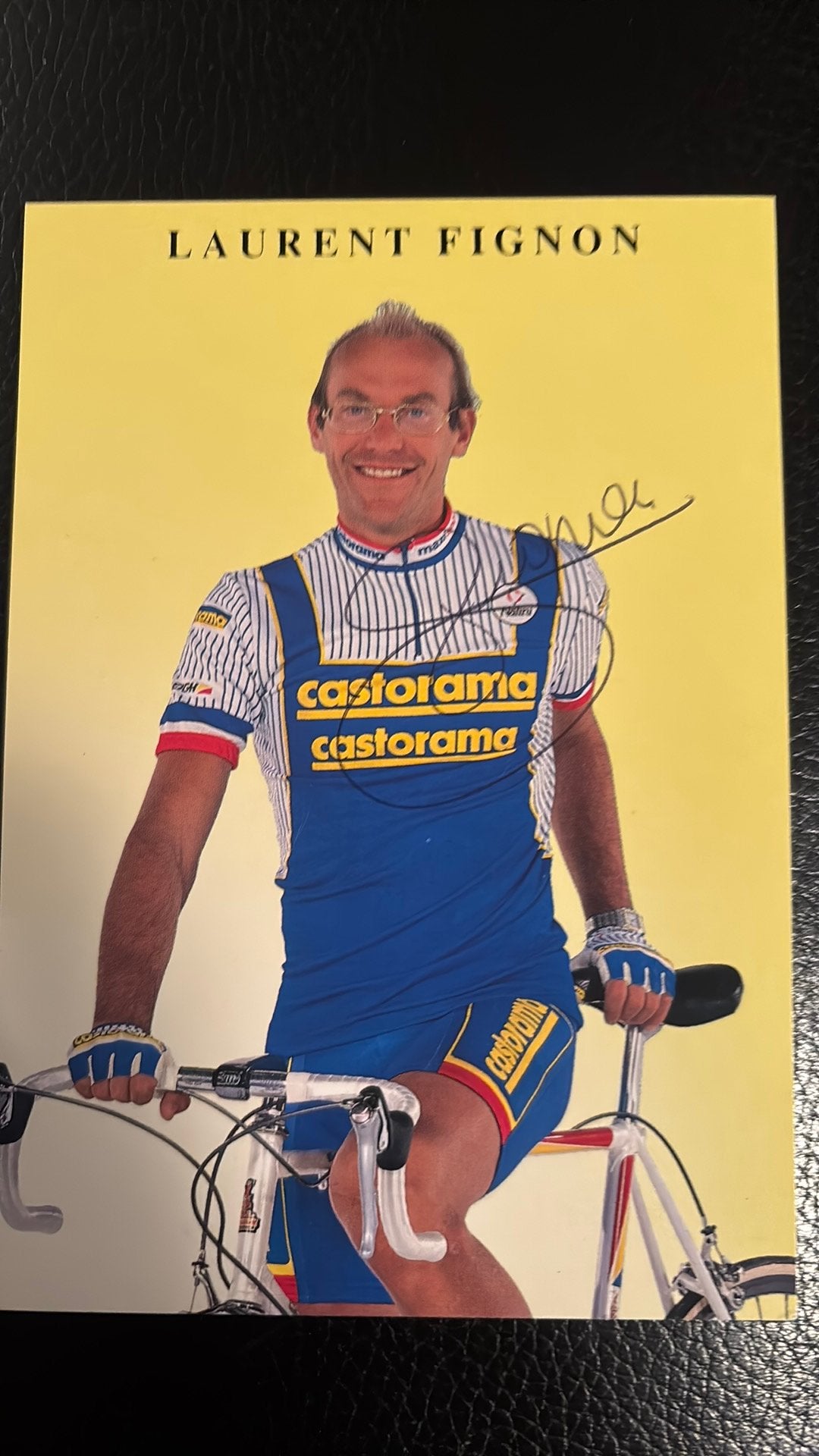 Wielrennen LAURENT FIGNON ECHTE handtekening TOUR 1983 1984, Ophalen of Verzenden, Zo goed als nieuw, Overige sporten, Spelerskaart