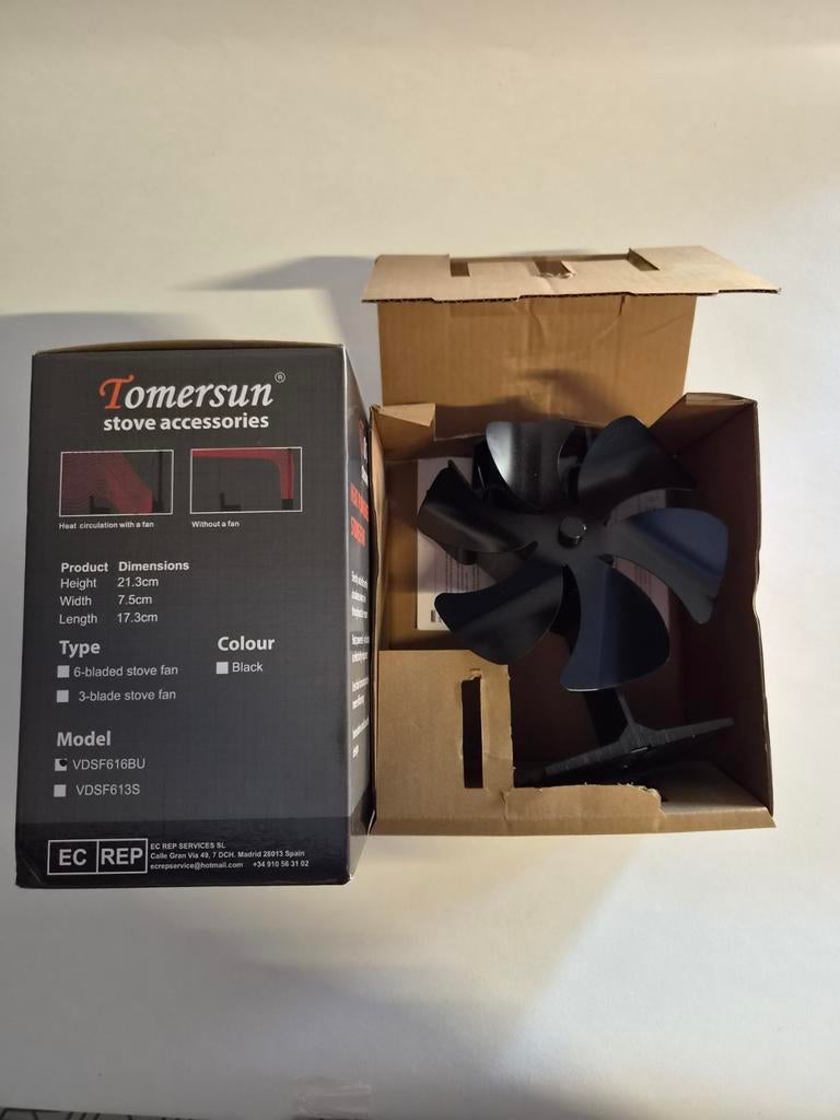 Tomersun 6-blads kachelventilator - Zwart, Witgoed en Apparatuur, Ventilatoren, Klrepservices@gmail.com, KL REP SERVICES S.L., Madrid 28013 Spain