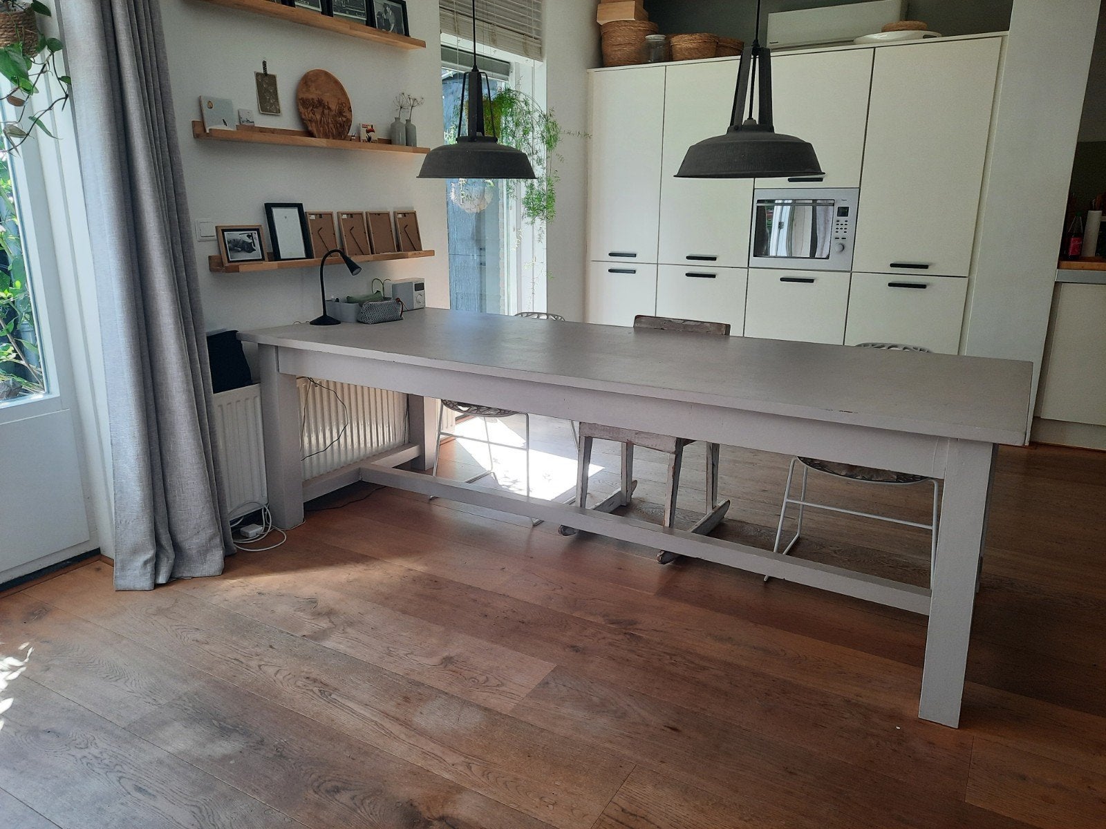 Geverfde Teakhouten Eettafel - 260x101 cm, Huis en Inrichting, Tafels | Eettafels, Ophalen, Gebruikt, Teakhout, 200 cm of meer