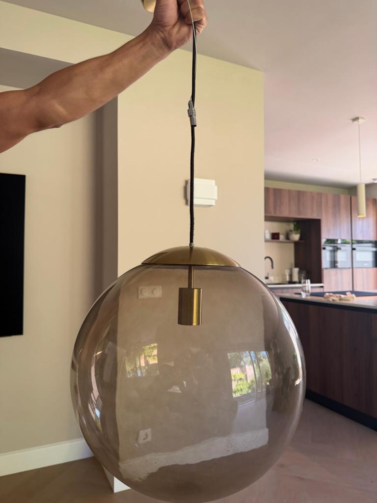 Moderne glazen hanglamp, Ophalen, Zo goed als nieuw, Glas, Minder dan 50 cm