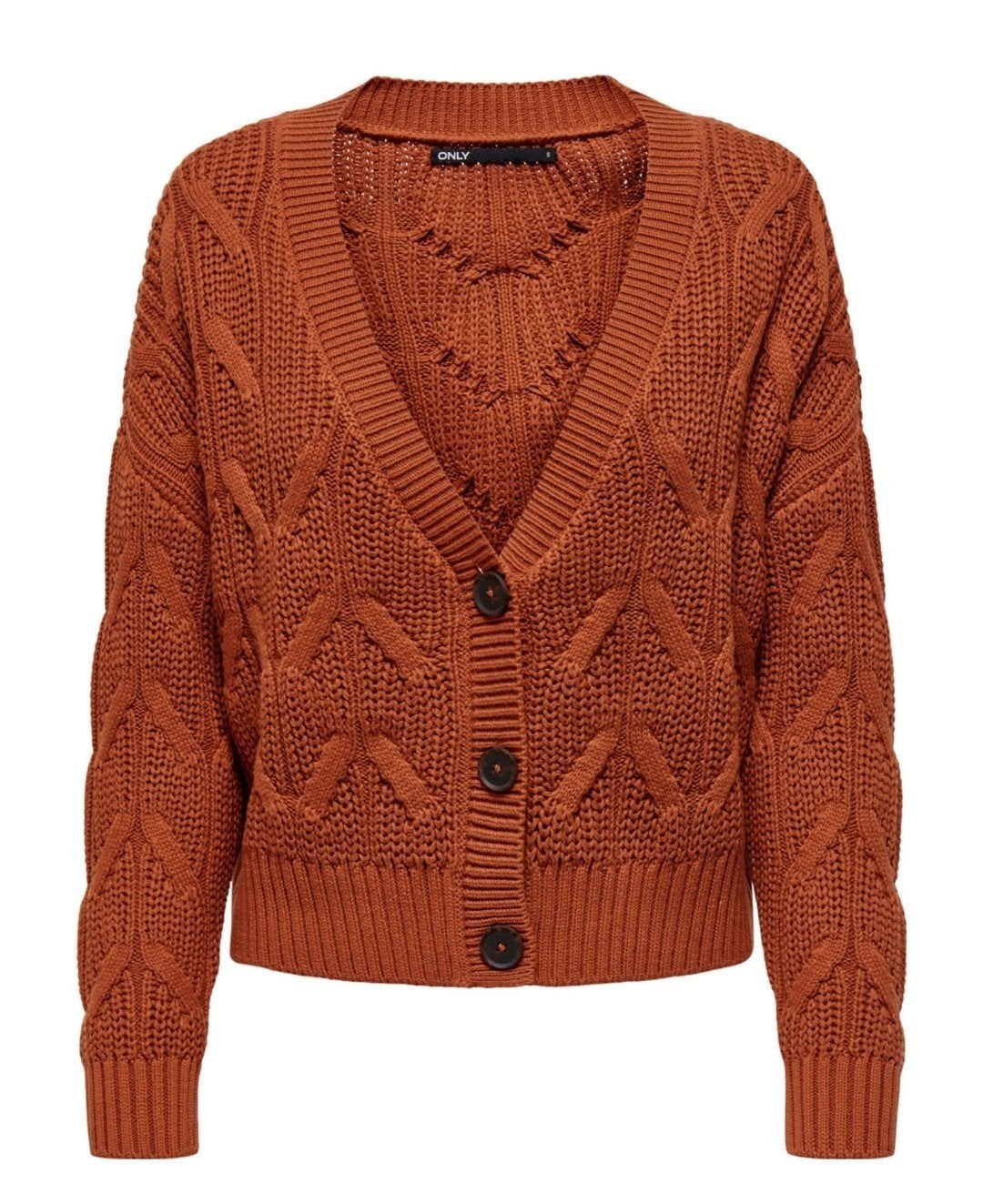ONLY ONLMETTE Grofgebreid vest roodbruin oranje maat L, Maat 42/44 (L), Oranje, Ophalen of Verzenden, ONLY