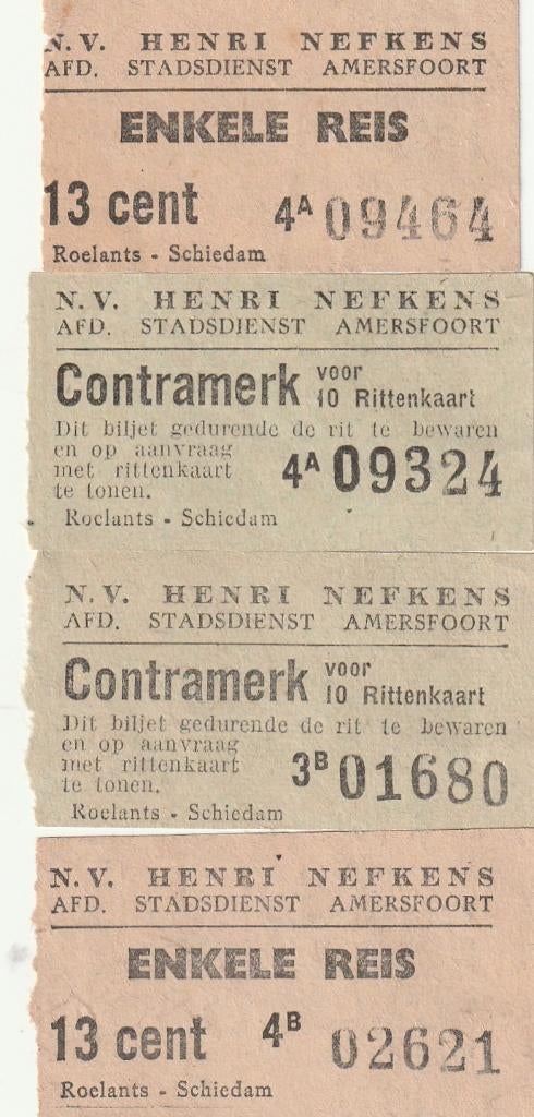4 kaartjes Henri Nefkens Stadsdienst Amersfoort, Verzenden, Gebruikt, Bus of Metro, Overige typen