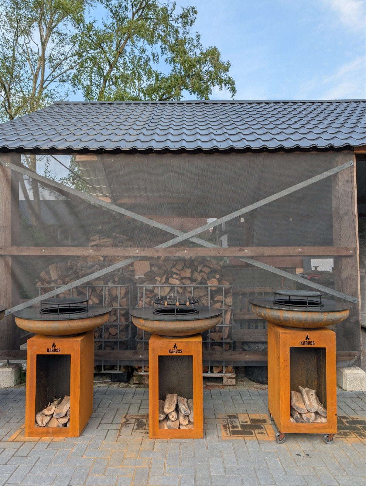 Sfeervolle plancha met cortenstaal vuurschaal en sokkel, Tuin en Terras, Ophalen of Verzenden, Nieuw, Met accessoires